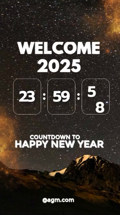 Gold Black Galaxy Sparkler Countdown Happy New Year Mobile Video ...