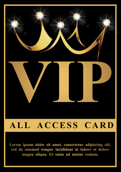 Gold Black Modern & Minimal Vip Pass Admissio A5 template