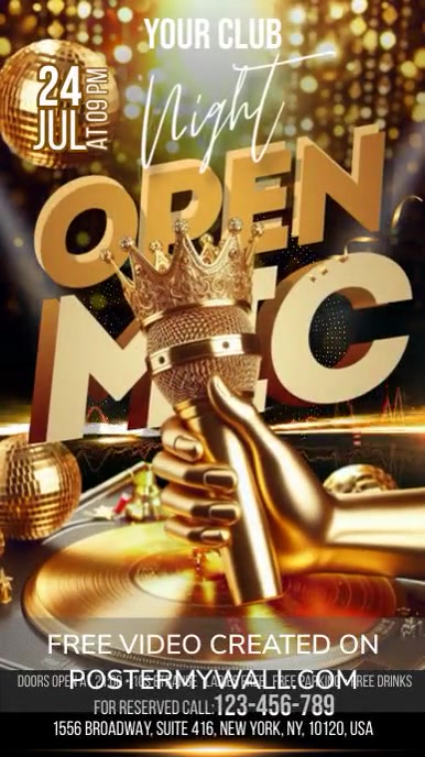 Gold Black Open Mic Night Digital Display (9: template