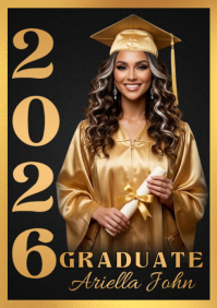 Gold Black Professional Graduation Announcement A1 template