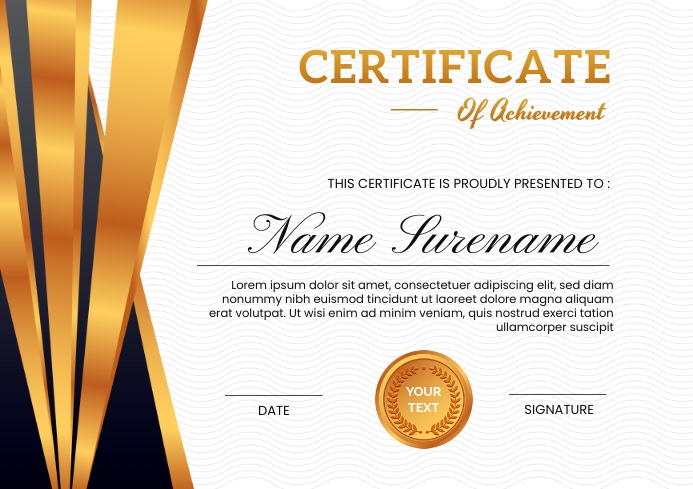 gold certificate of achievement design Template | PosterMyWall
