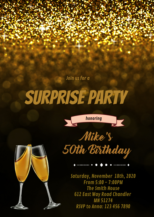 Gold champagne invitation Template PosterMyWall Gold champagne invitation Template PosterMyWall