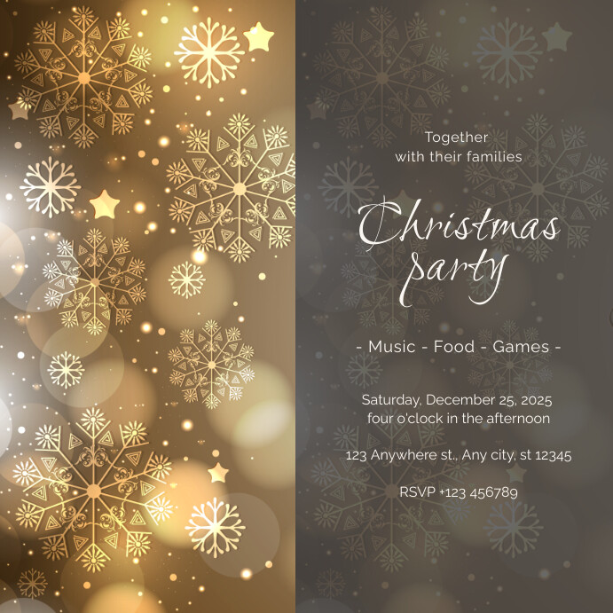Gold Christmas Party Invitation Card Template PosterMyWall