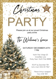 gold Christmas Party Invitation A6 template