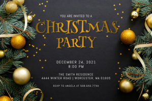 Gold Christmas Party Invitation Etiket template