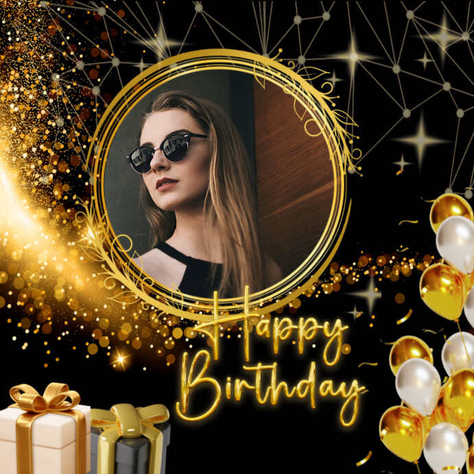 Gold Circle Birthday Template PosterMyWall Gold Circle Birthday Template PosterMyWall
