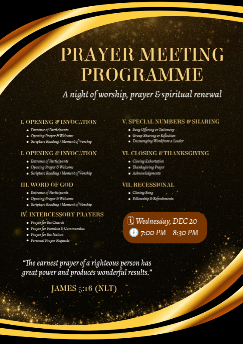 Copy of Gold Design Prayer Meeting Program | PosterMyWall