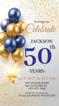 GOLD ELEGANT BIRTHDAY PARTY INVITATION Instagram Story template