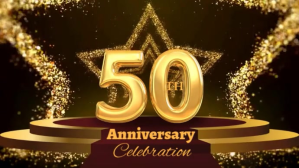 Gold elegant Wedding Anniversary Celebration Video Digitalt display (16:9) template