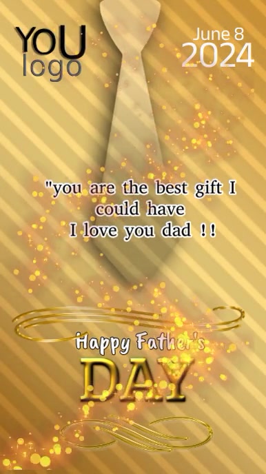 Gold flyers father's day anímate 3d Instagram Reel template