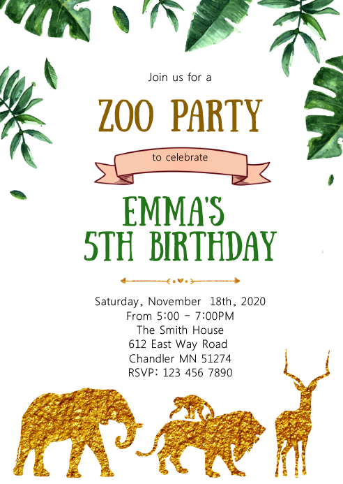 Modele Feuille D Or Zoo Invitation Invitation Anniversaire Postermywall Modele Feuille D Or Zoo Invitation Invitation Anniversaire Postermywall