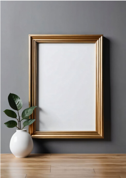 Gold frame template with floral decoration. A3