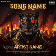 Gold Futuristic Tiger  Album Cover template