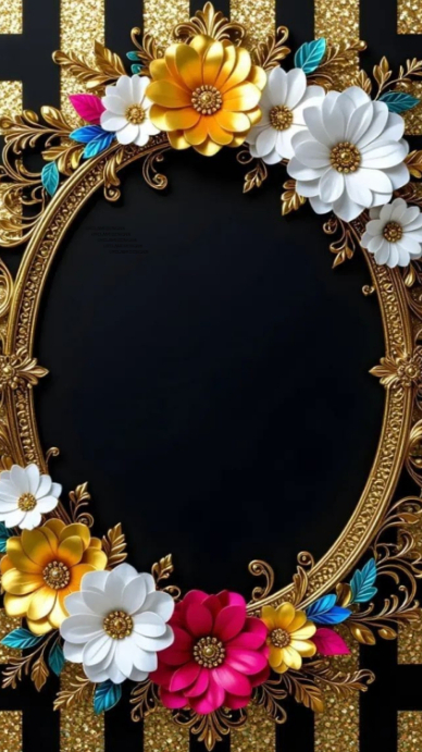 Gold Giltter Floral Baroque frame Template | PosterMyWall