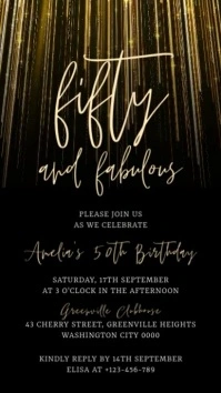 Gold Glitter Birthday Invitation Instagram Story template