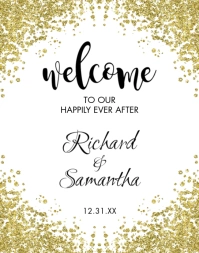 Gold Glitter Wedding Welcome Sign Poster/Wallboard template