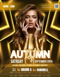 Gold Golden Fall Party Event Ad Design Template Flyer (US Letter)