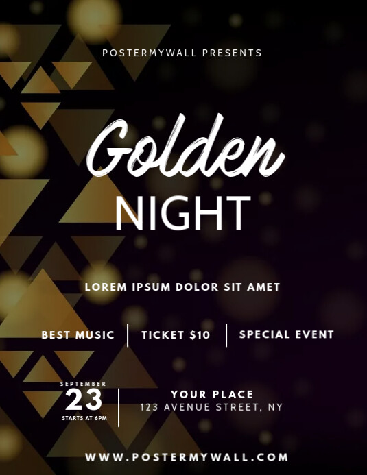 gold Golden Vip Gala Dinner flyer template PosterMyWall