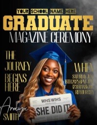 Gold Graduate Magazine Ceremony Flyer (Letter pang-US) template
