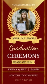 Gold graduation ceremony invitation template Digital Display (9:16)