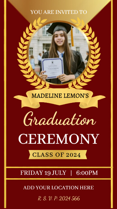 Gold Graduation Program Gold graduation ceremony invitation template | PosterMyWall