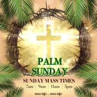 Gold/Green 3-D Palm Sunday IG Post Wpis na Instagrama template