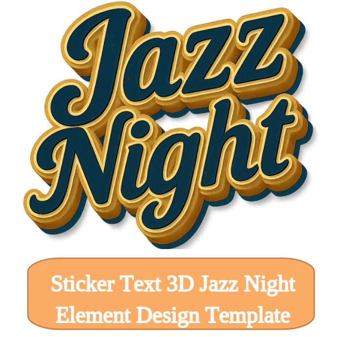 Gold Green Sticker Text 3D Jazz Night Element Design Template Logótipo
