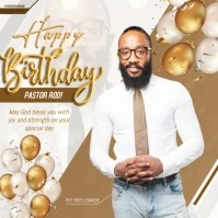 Gold Happy birthday square instagram design template Logotipo