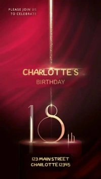 gold Joyful 18th Birthday Invitation Digital template