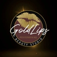 Gold Lips Beauty Circle Video Logo Maker Logotipo template