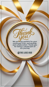 Gold Luxury Thank You Message Instagram Story | Elegant Business Appreciation Design template