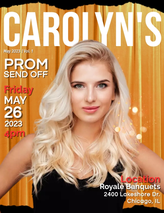 Gold Magazine Style Prom Send-Off Template | PosterMyWall