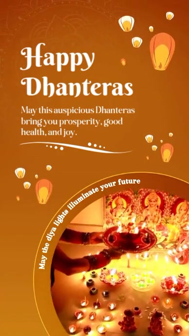 Gold Maksimalis Happy Dhanteras Instagram Story Template | PosterMyWall