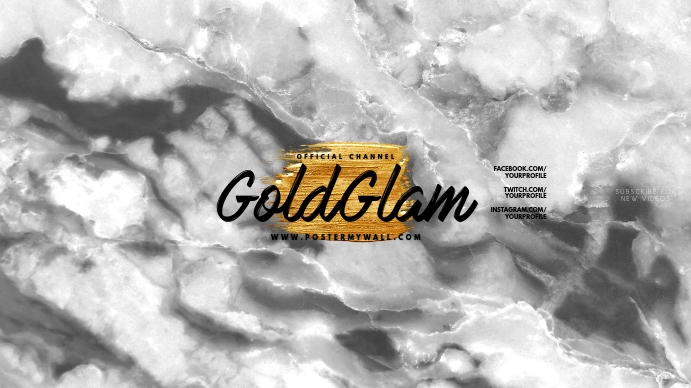 Gold Marble Glam Youtube Channel Art template