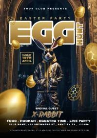 Gold Maximalist Easter Party Egg Hunt A4 template