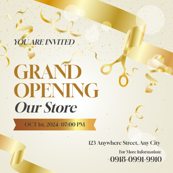 Gold Maximalist Grand Opening Store Poster Flyer Instagram Post ...