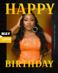 Gold Maximalist Happy Birthday Poster Design Instagram Portrait template
