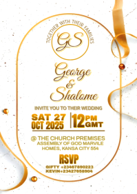 Gold Maximalist Orange invitation card A4 template