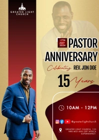 Gold Maximalist Pastor Anniversary A3 template