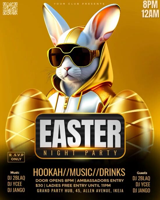 Gold Modern & Minimal Easter Bash Party Video Instagram Portrait template