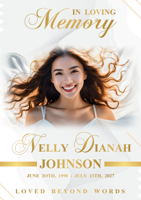 Gold Modern & Minimal Funeral Welcome Sign A1 template