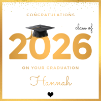 Gold Modern & Minimal Graduation Celebration Card Instagram Post template