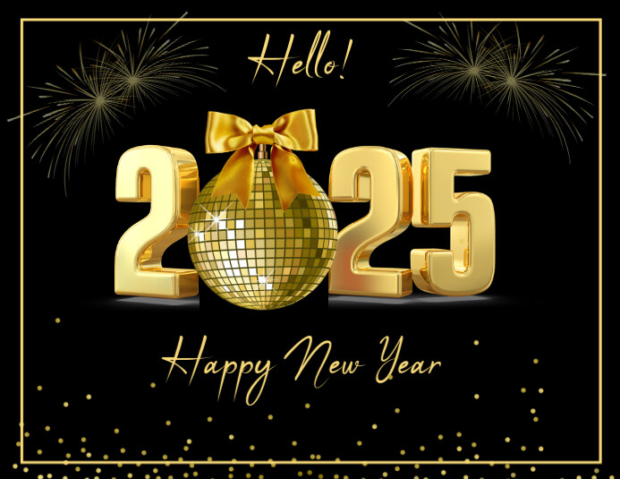 Gold Modern & Minimal Happy New Year 2025 Flyer (us Letter) Template ...