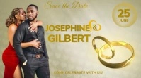Gold Modern & Minimal Wedding Invitation Video Romantic Wedding Invite Digital Display (16:9) template