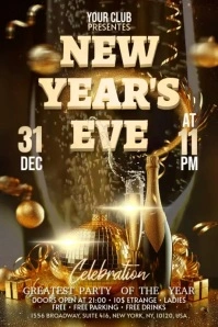 Gold New Year Banner 4' × 6' template