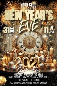 Gold New Year Banner 4' × 6' template