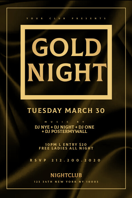 GOLD NIGHT Flyer Template 横幅 4' × 6'