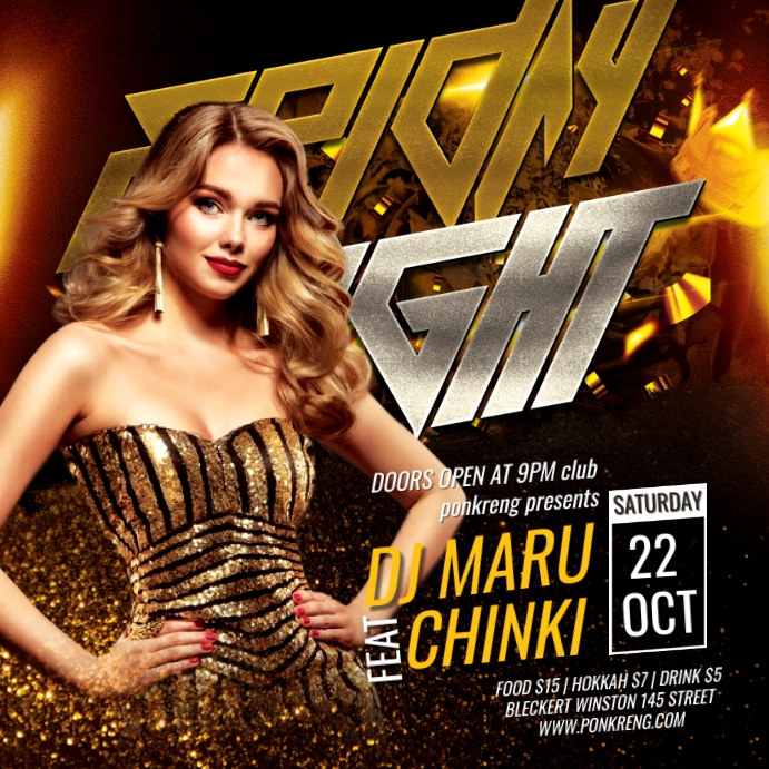 Gold Night Party Instagram Post template