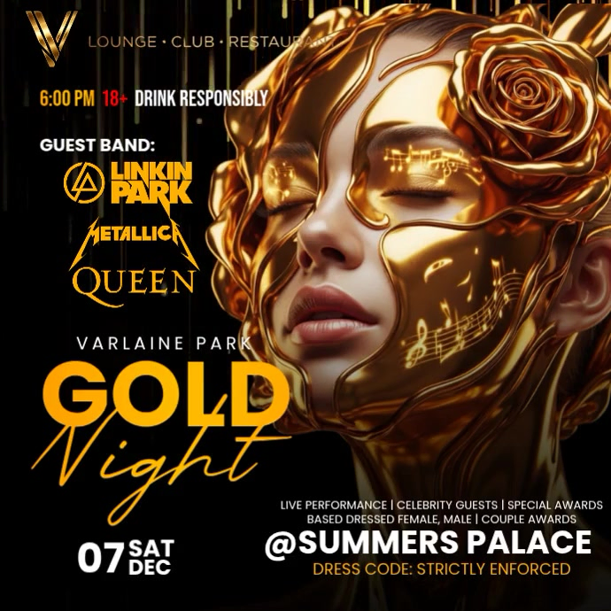 Modèle Gold Night Party Template | PosterMyWall