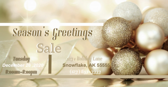 Gold Ornament Christmas Facebook Event Cover template